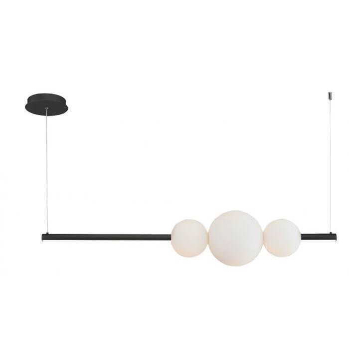 Abra Lighting Linear Bar Pendant with Up-Down Illumination with 3 Opal Glass Orb's