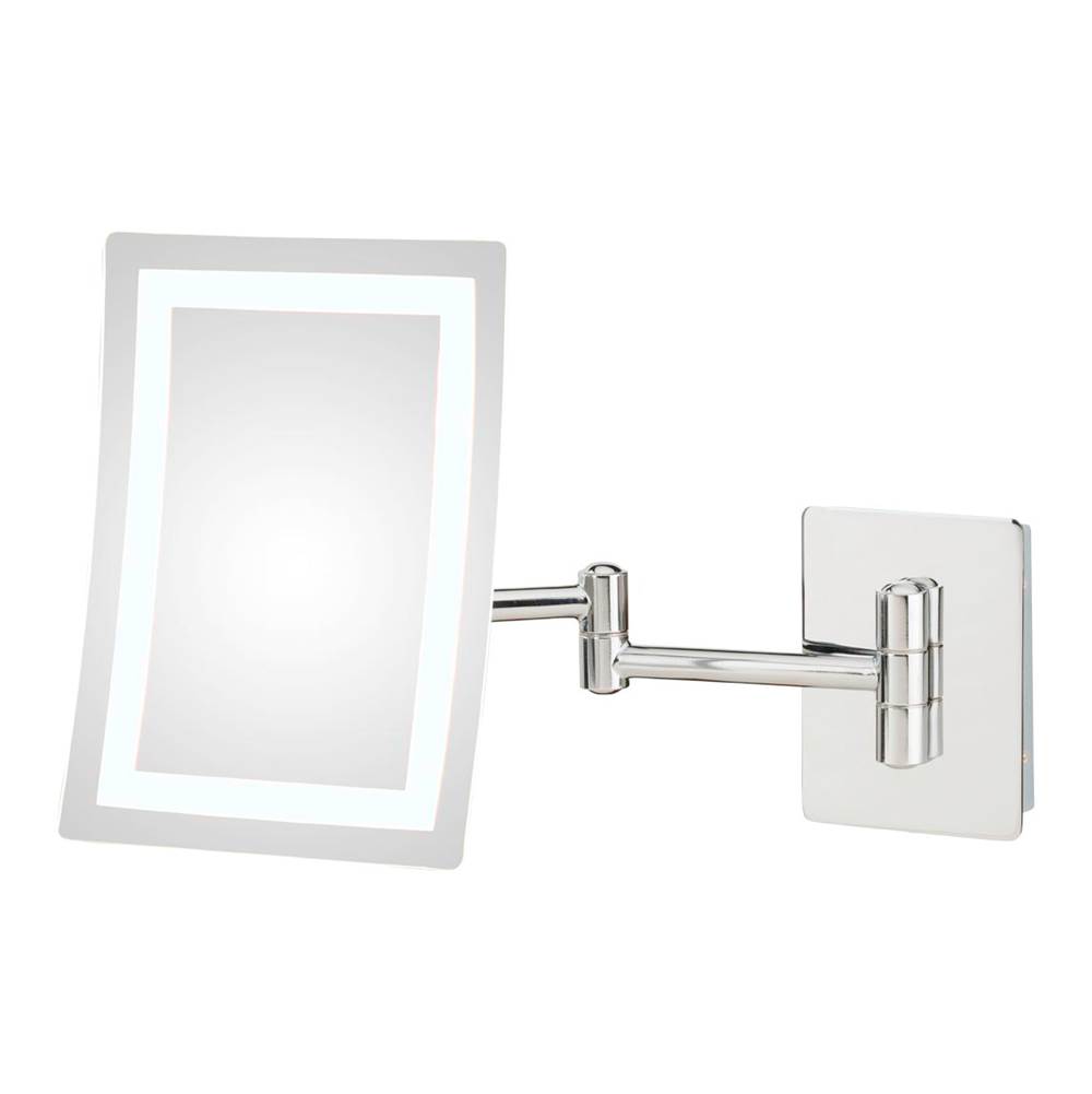 Aptations Contemporary Rectangular Led Lighted Magnifying Makeup Mirror With Switchable Light Color in Brushed Nickel