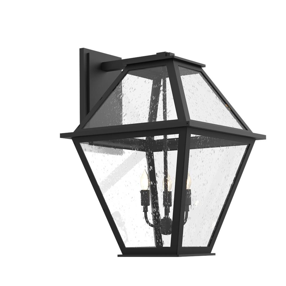 Hammerton Studio Terrace Candleabra Lantern-Textured Black-Clear Seeded Glass