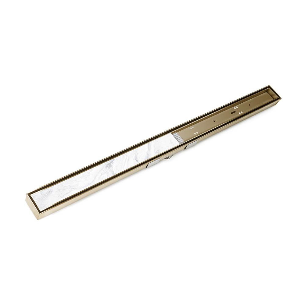 Infinity Drain 40'' S-Stainless Steel Series Complete Kit with Tile Insert Frame in Satin Bronze