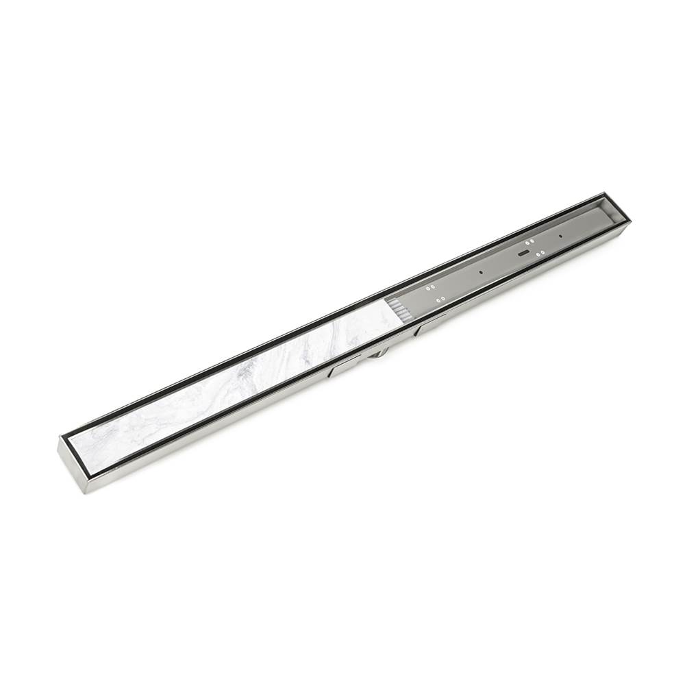Infinity Drain 60'' S-Stainless Steel Series Complete Kit with Tile Insert Frame in Satin Stainless