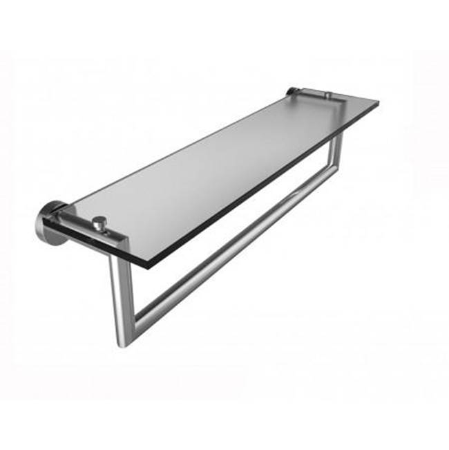 Kartners OSLO - 24-inch Glass Shelf with Towel Rail-Brushed Chrome