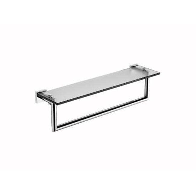 Kartners MADRID -  24-inch Glass Shelf  with Towel Rail-Polished Nickel