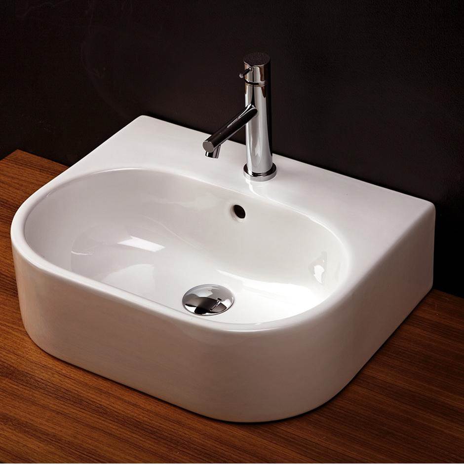 Lacava Wall-mount or above-counter porcelain Bathroom Sink with an overflow and with 01 - one faucet hole