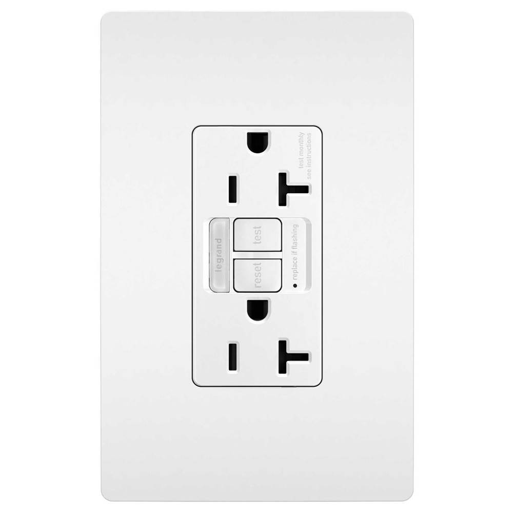 Legrand radiant 20A Tamper-Resistant Self-Test GFCI Outlet with Night Light, White