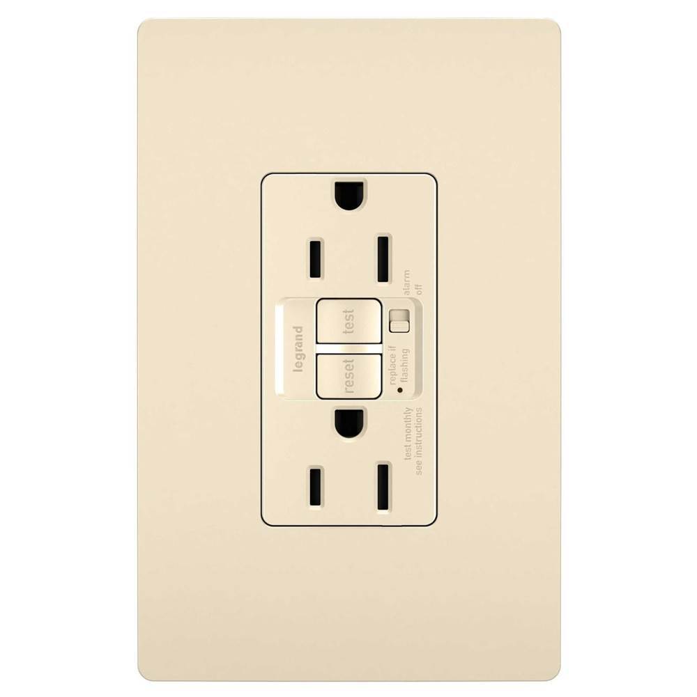 Legrand radiant 15A Tamper-Resistant Self-Test GFCI Outlet with Audible Alarm, Light Almond