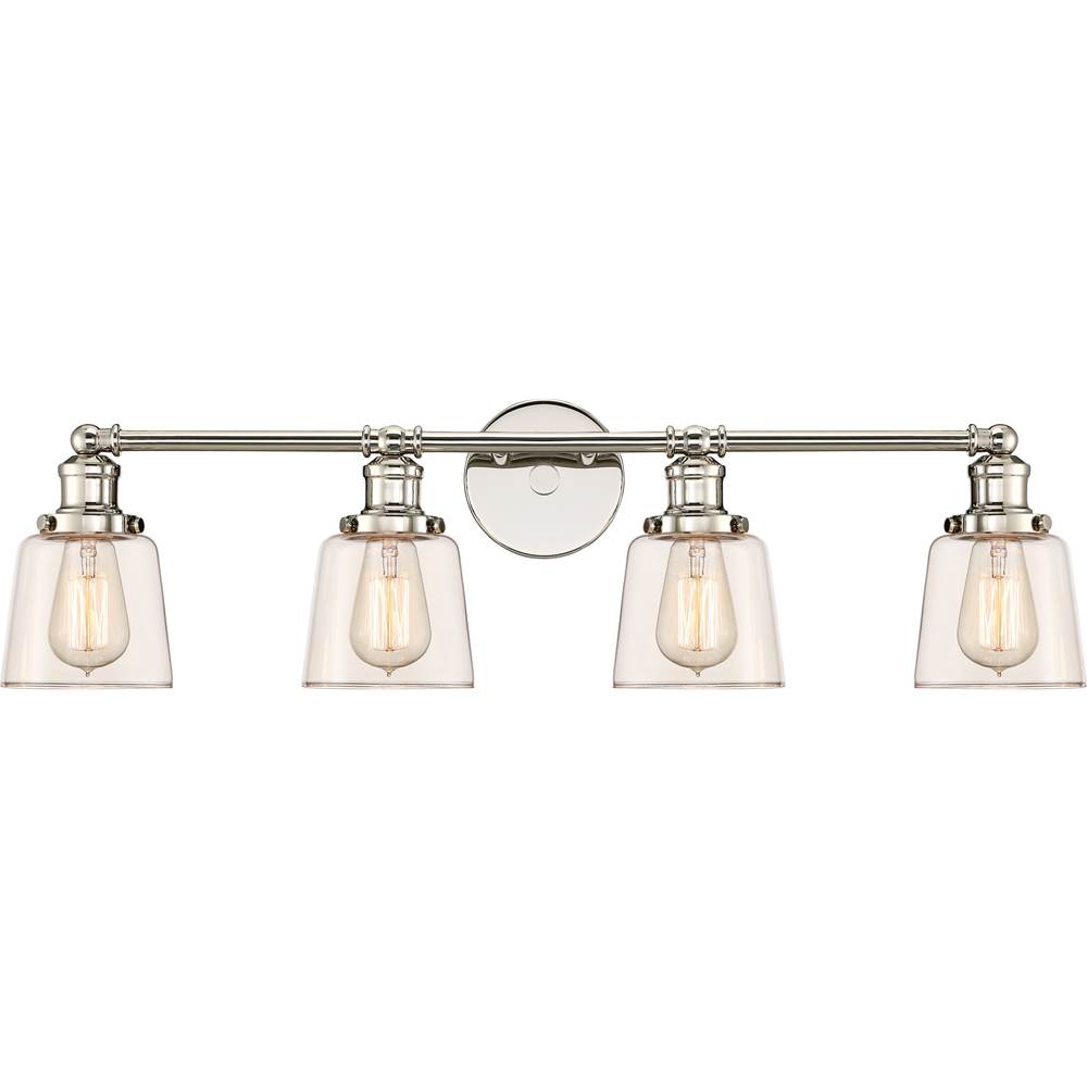 Quoizel Bath 4 Light Polished Nickel With Amber