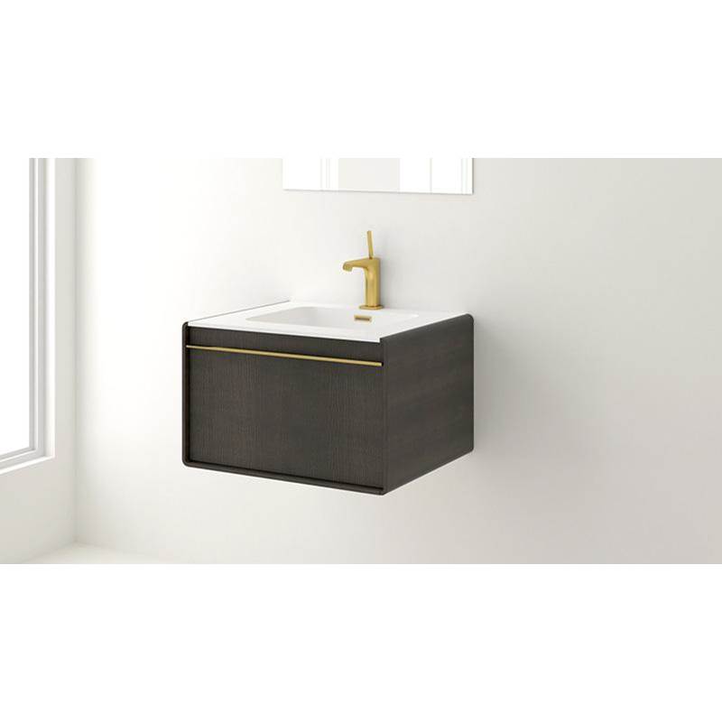 WETSTYLE Deco Vanity Wallmount 36'' - Wl Config Walnut Nat. No Calico And White Matte Lacquer - Matte Black Metal